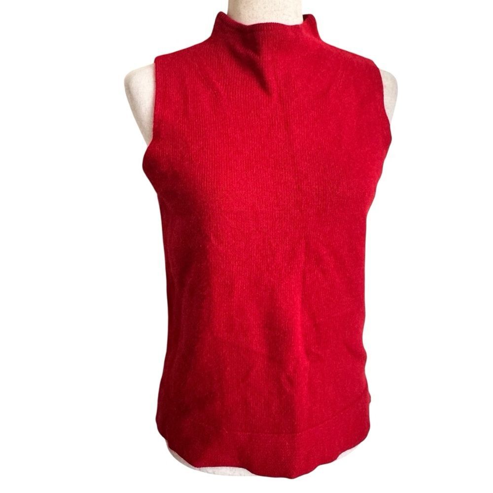 Liz Claiborne Classic Rich Red Mock Neck Sleeveless Knit Sweater Tank